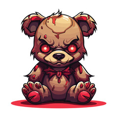 Evil teddy bear. Vector clip art illustration with