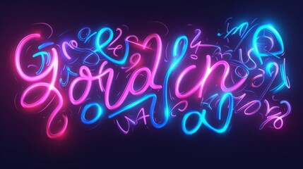 An elaborate neon script reading Give Everything against a dark background, showcasing vibrant and...