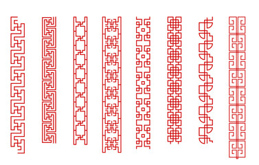 Decorative borders in chinese style, ethnic asian ornament, frame pattern lines collection, vector