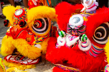 Lion Dance Heads In Sai Gon On Vietnamese New Year.
