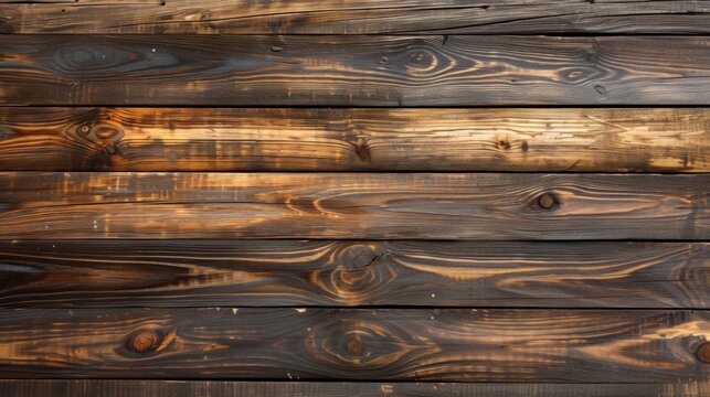 This high-definition image presents a detailed look at wooden boards with a rich dark stain enhancing the natural wood patterns
