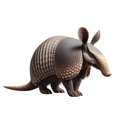 Armored Marvel: Ultra Realistic Armadillo Captured Against a Blank Canvas