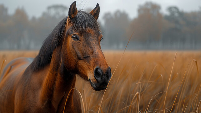 wildlife photography, authentic photo of a horse in natural habitat, taken with telephoto lenses, for relaxing animal wallpaper and more
