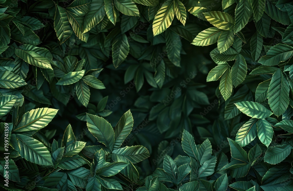 Wall mural green leaves background