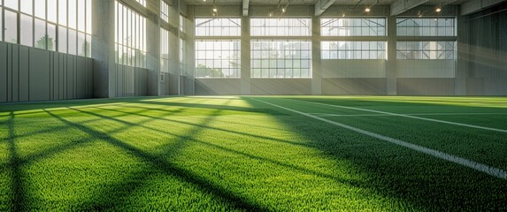 grass field in an indoor training sports field
