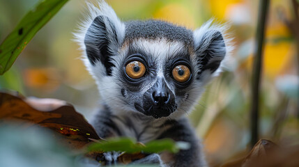 wildlife photography, authentic photo of a lemur in natural habitat, taken with telephoto lenses, for relaxing animal wallpaper and more - obrazy, fototapety, plakaty