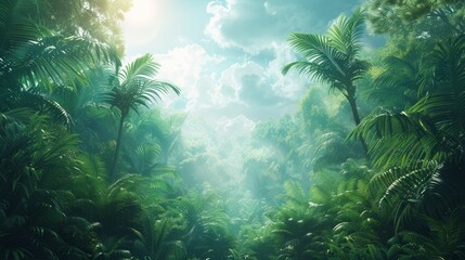 Fototapeta na wymiar tropical rainforest, with towering trees and dense greenery, providing a lush