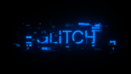 3D rendering glitch text with screen effects of technological glitches