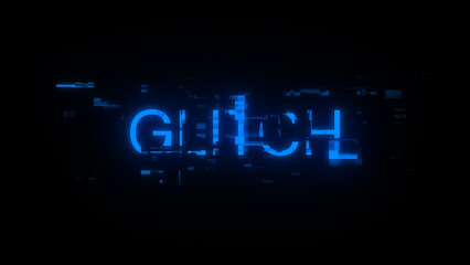 3D rendering glitch text with screen effects of technological glitches