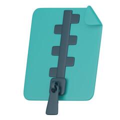 3D Icon of Zip Document and Compressed Directory. 3D Render