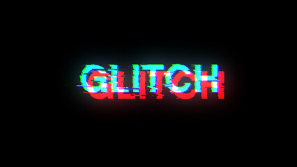 Obraz premium 3D rendering glitch text with screen effects of technological glitches
