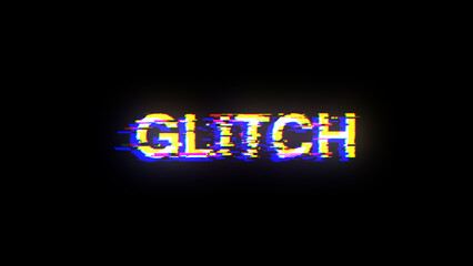 3D rendering glitch text with screen effects of technological glitches