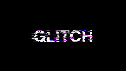 3D rendering glitch text with screen effects of technological glitches