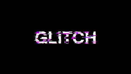 3D rendering glitch text with screen effects of technological glitches