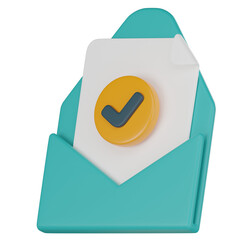 Approved Mail, Certified Delivery Envelope and Postal Symbol. 3D Render
