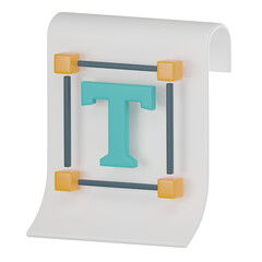 3D Icon of Text File Icon for Digital Design.  3D Render