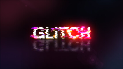 3D rendering glitch text with screen effects of technological glitches