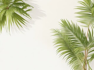 Fresh palm palms on a beige background for free.