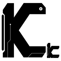 Alphabet  K  Vector in Future style,Cyber,Futuristic in Black Icon Bold Fonts