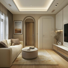 Elegant Creme-Colored Living Room