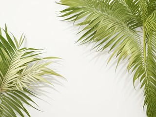 Fototapeta na wymiar Fresh palm palms on a beige background for free.