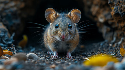 wildlife photography, authentic photo of a rat in natural habitat, taken with telephoto lenses, for relaxing animal wallpaper and more