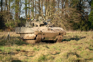 British army General Dynamics Ajax Reconnaissance and Strike armoured fighting vehicle (AFV) in...