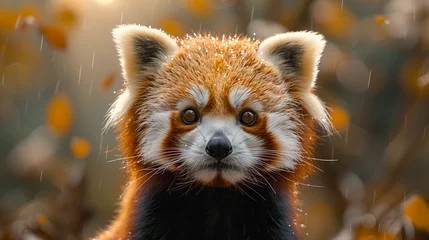 Gartenposter wildlife photography, authentic photo of a red panda in natural habitat, taken with telephoto lenses, for relaxing animal wallpaper and more © elementalicious