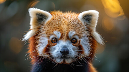 Obraz premium wildlife photography, authentic photo of a red panda in natural habitat, taken with telephoto lenses, for relaxing animal wallpaper and more
