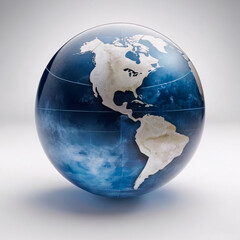 American part of the world concept Dark blue and silver globe oriented at western hemisphere