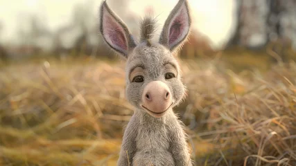 Keuken foto achterwand A cute donkey that smiling in the farm © Yaren Aysan