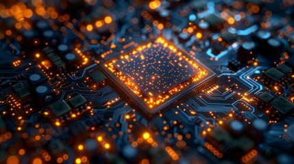 Technological background. Modern technology. CPU or central processing unit - obrazy, fototapety, plakaty