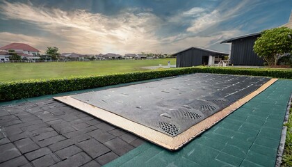 an innovative outdoor EVA mat design with advanced anti-slip technology. The composition should incorporate cutting-edge materials and engineering to provide superior traction and stability, enhancing - obrazy, fototapety, plakaty