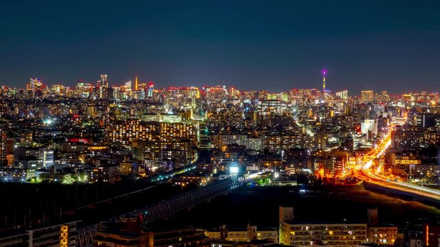 川崎から望む東京夜景タイムラプス