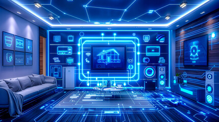 Fototapeta premium Futuristic Technology Network, Digital World Concept