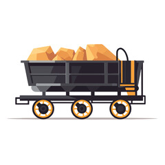 Mine construction trolley flat vector illustration