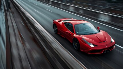Obraz premium sports car is driving on the highway berlin, Ultra Realistic photograph