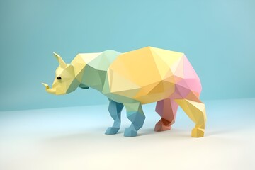 Pastel Low Poly Abstraction: A Stylized Rhino