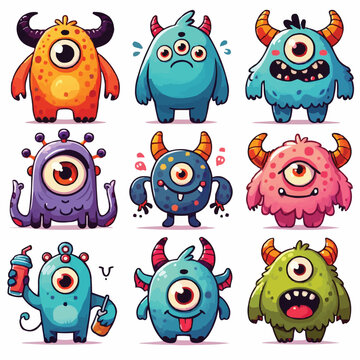 Free vector cheerful alien monster cartoon character with open mouth