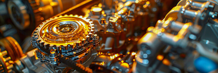 Glimpse into Industrial Elegance, Metallic Gears and Machinery in Harmonious Function
