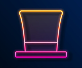 Glowing neon line Cylinder hat icon isolated on black background. Vector
