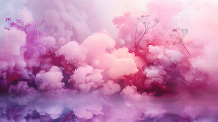 The colored background, covered with pastel shades of pink and lilac, like a tender cloud on the