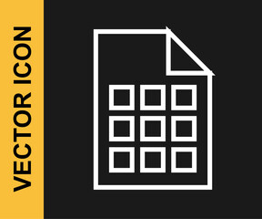 White line Lottery ticket icon isolated on black background. Bingo, lotto, cash prizes. Financial success, prosperity, victory, winnings luck. Vector