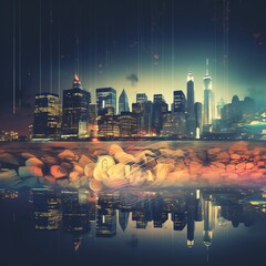city skyline at night