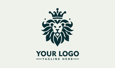 Lion logo Vector design Lion Crown Flower logo Lion for Business Identity