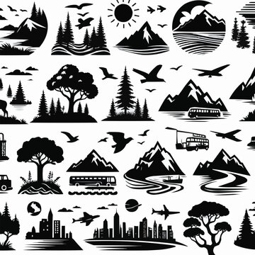 free vector Siluet nature and man