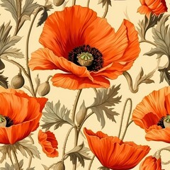 Colorful watercolor poppy flowers composition for digital sale and design projects