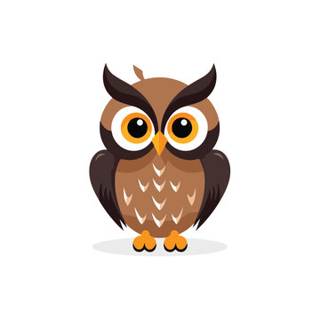 Owl icon flat vector illustration isloated on white