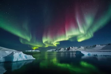 Gordijnen the snow in Antarctica and aurora sky © Muh