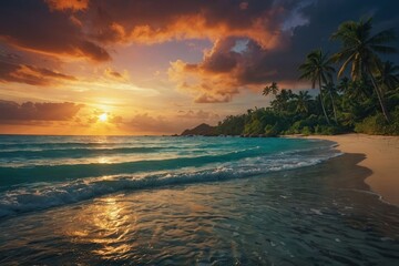 Fototapeta na wymiar tropical beach paradise sunset
